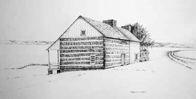 Artist's rendition of restored Proudfoot Homestead